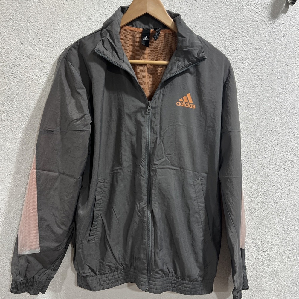 Adidas Mens Meshpop Track Top Jacket S Grey Four Hazy Orange GM3834